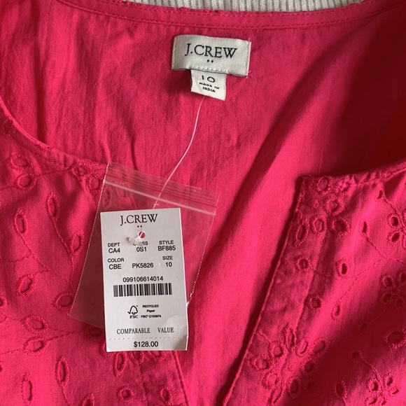 NWT J.Crew Factory Puff Sleeve Eyelet Dress Pink 10 - Picture 8 of 9
